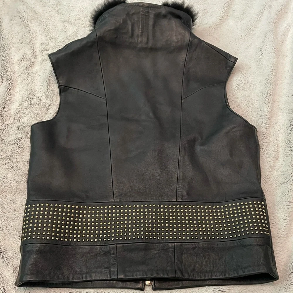 Ernte genuine leather vest with gold stud detail - Picture 13 of 16
